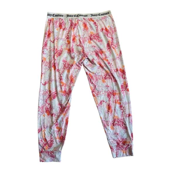 Juicy Couture Woman's Size Extra Large Pull On Pajama Pants White Pink - Picture 1 of 9